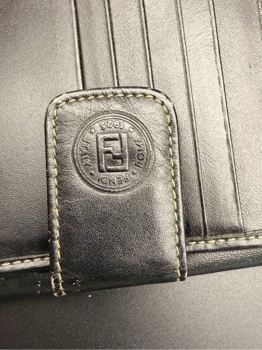 Vintage Fendi Brown Beige Gray Women's Wallet Striped Logo Snap Credit Card /C0A